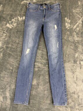 Hollister Womens Light Wash High Rise Distressed Jean Leggings 3R